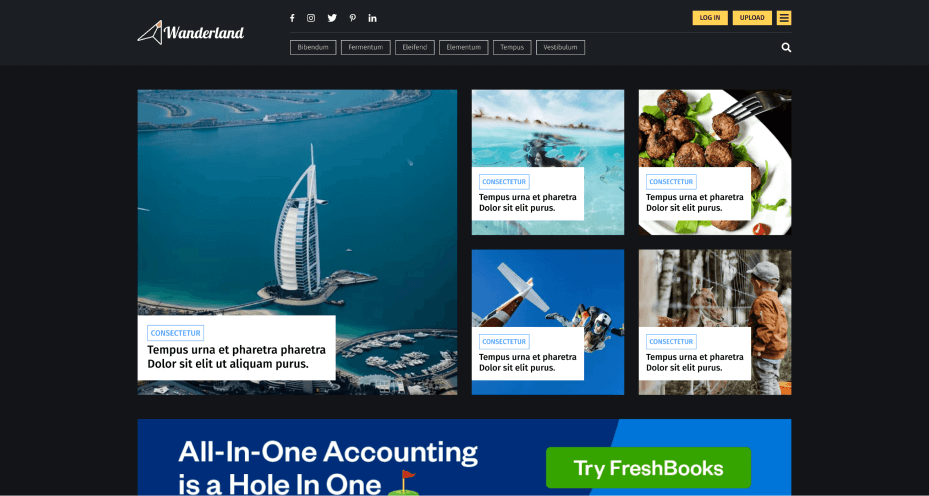 Free website UI kit for travel blog platform with complete components and layouts to maintain the pace of professional web development.