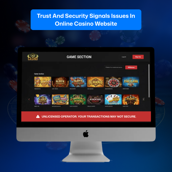 Example of an unsecured and unauthorized casino website.