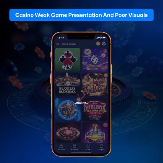 Casino website poor visual presentation example on the mobile screen.