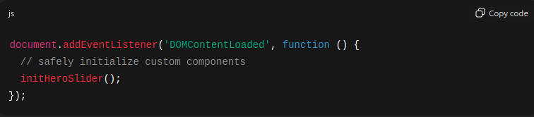DOM ready initialization example code.