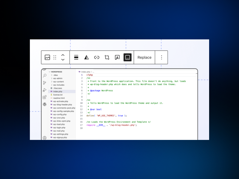 WordPress site development coding example.