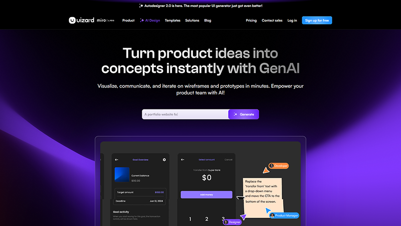 Uizard AI web designing tool to use for a advanced level ready product.