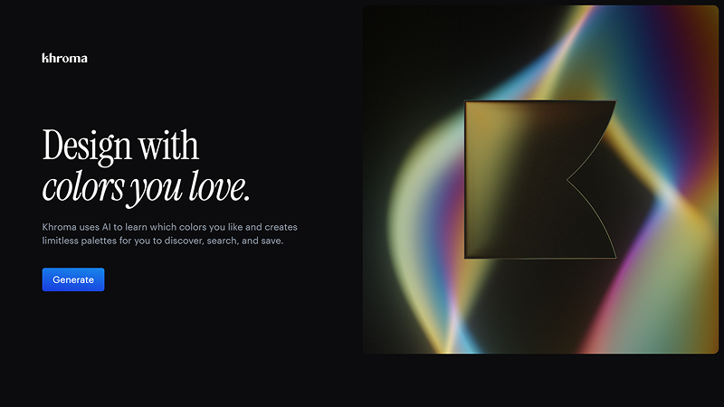 Khroma AI color palette generation tool useful for web designing.