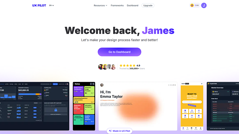 UX pilot AI tool to make a good user experience screens for web apps.
