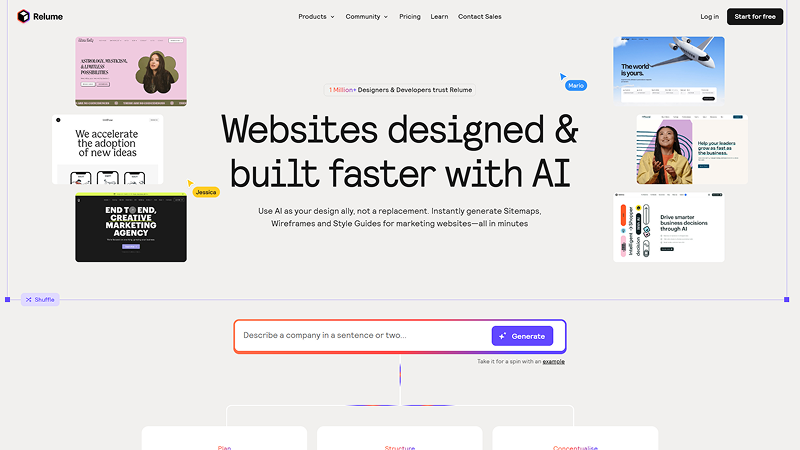 Relume AI tool for website architecture creation.