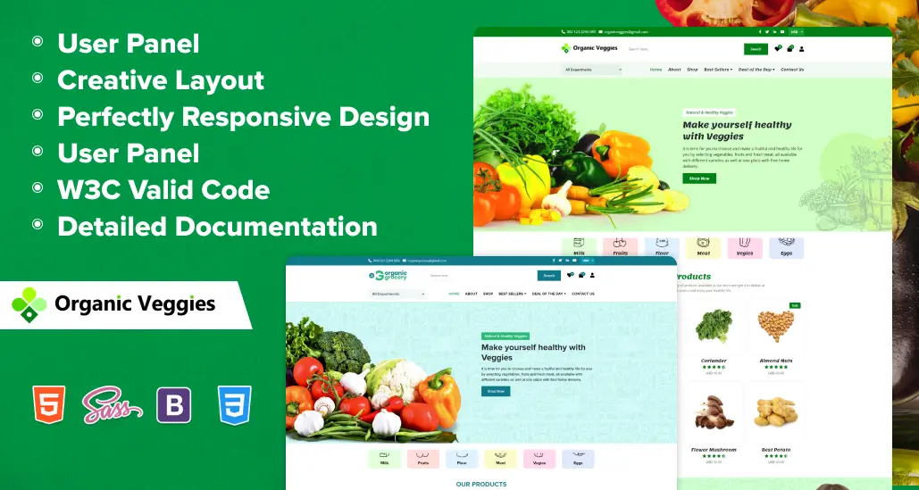 Online Grocery Website Template in HTML and Bootstrap