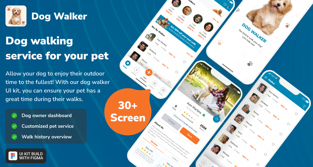 Dog Walking Figma App UI Kit