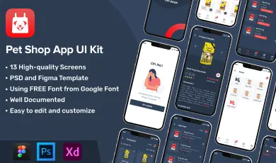 Pet shop UI kit features