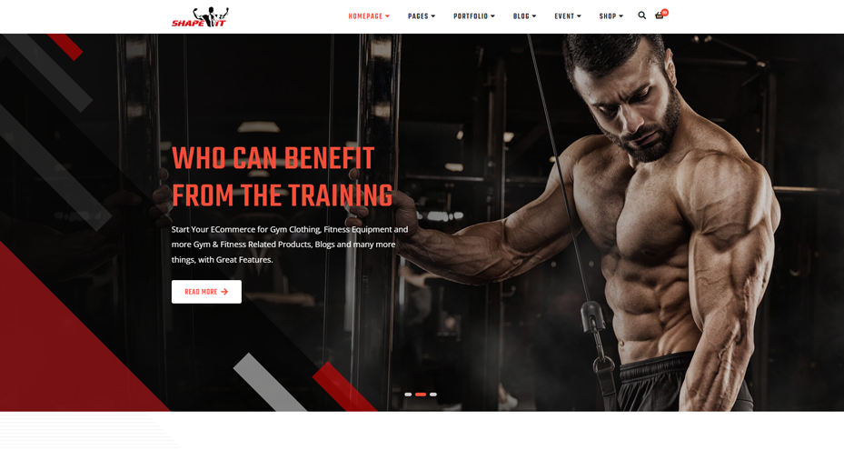 Health and fitness website homepage template