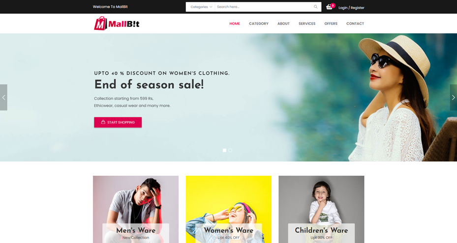 Mallbit template website homepage