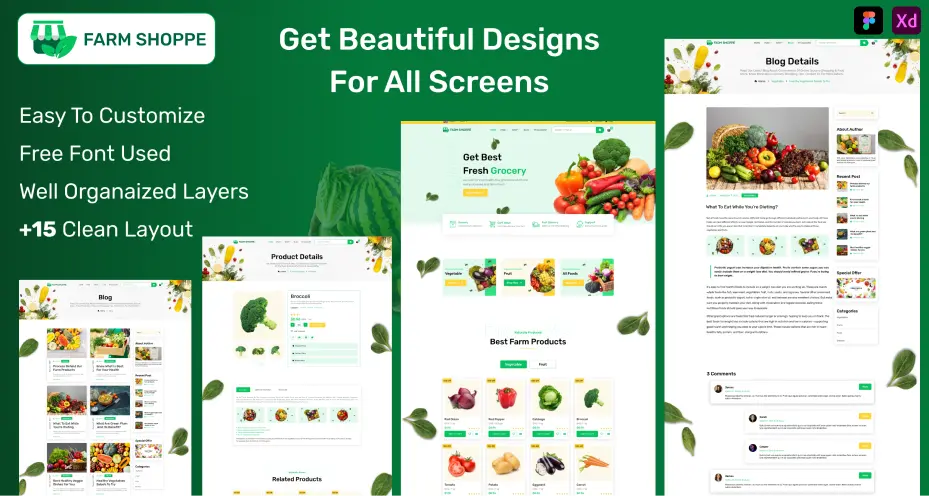 Online food and grocery UI kit features