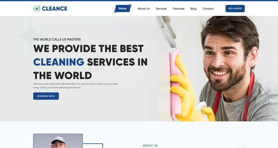 Cleance cleaning service UI kit home page