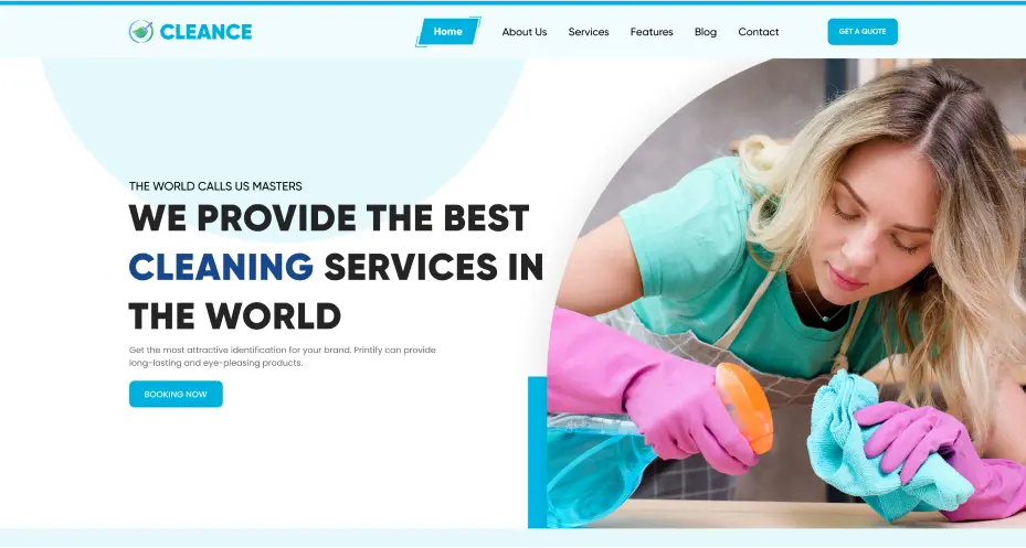 Cleance cleaning service UI kit home page