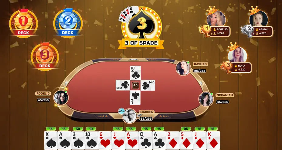3 of spades gameplay table on-screen page