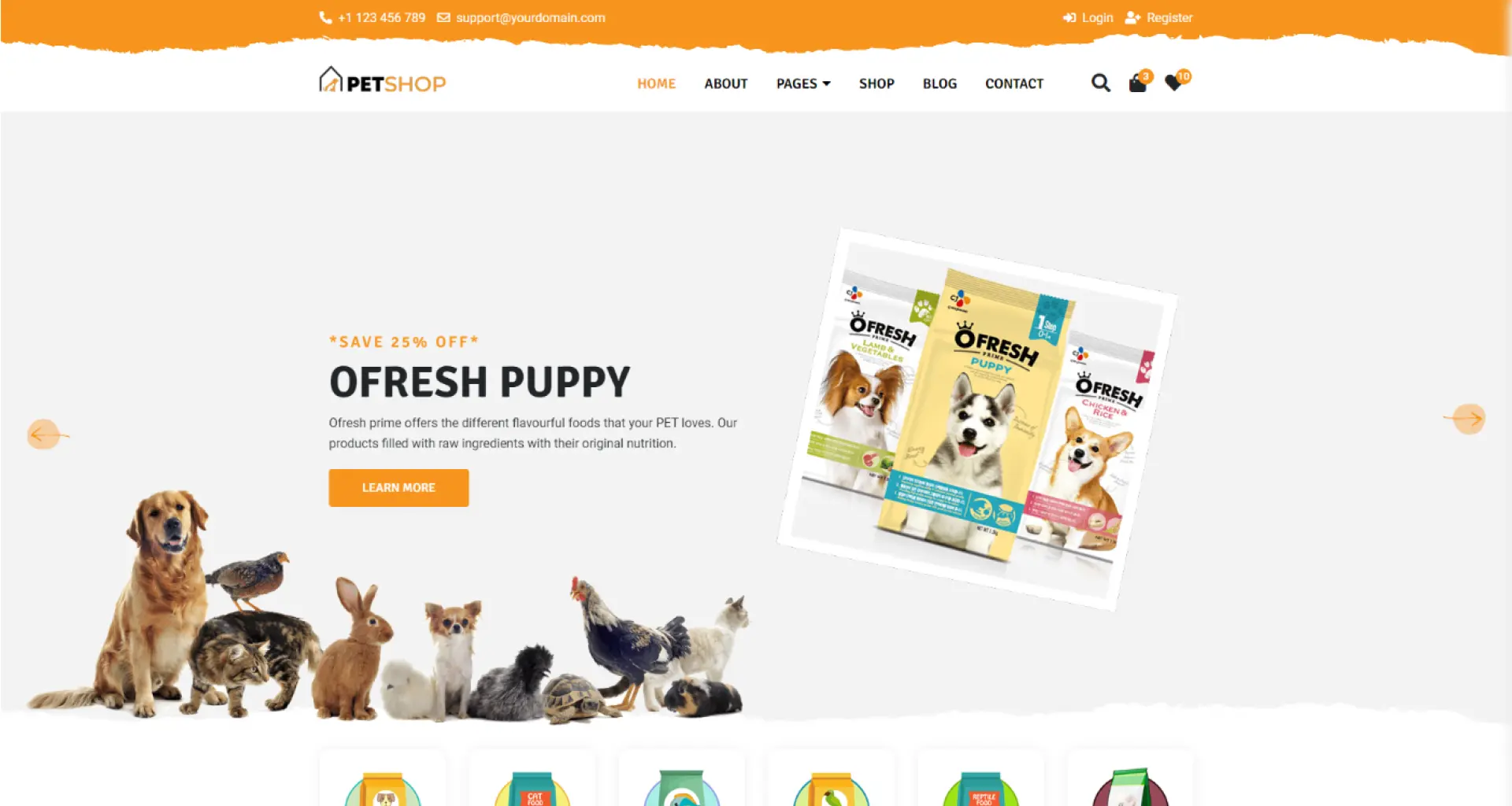 Pet shop main home page