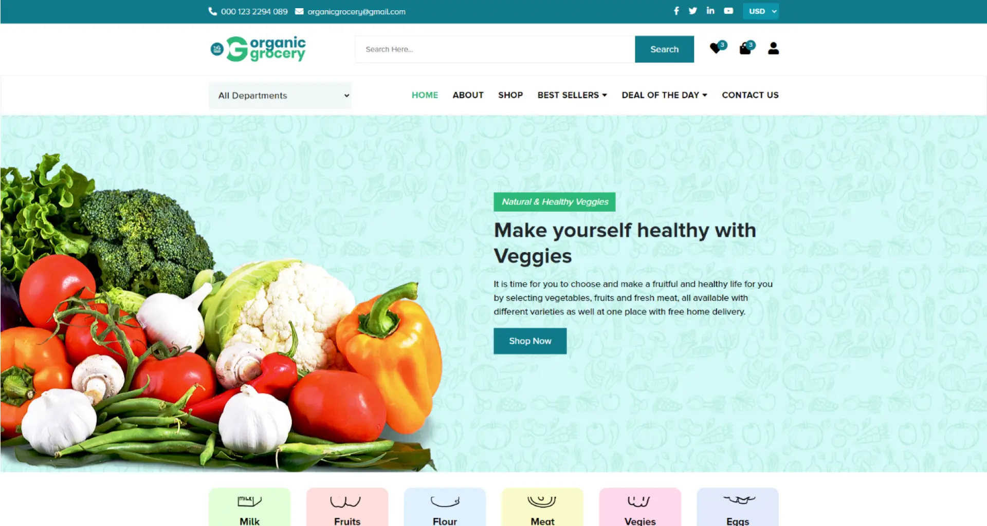 Organic groceries template home page