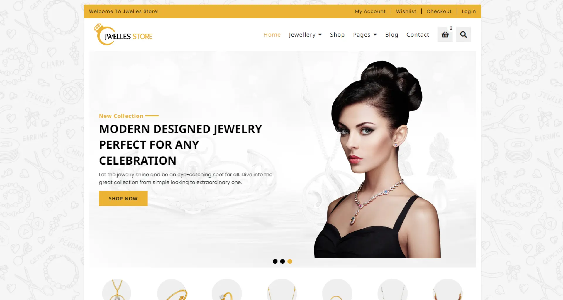 Jewellery store shop page