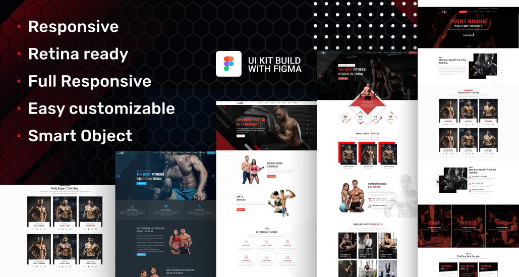 Health and fitness website template features
