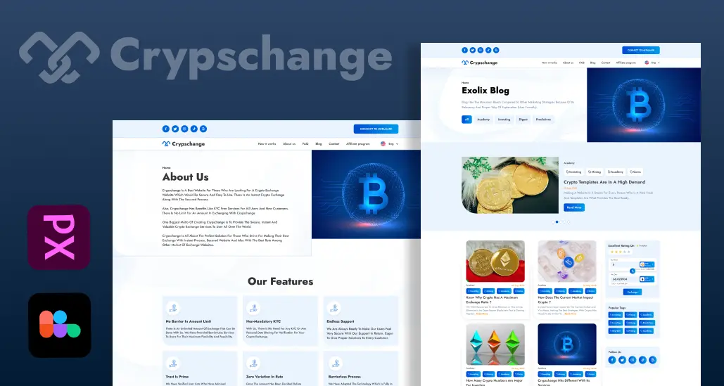Creative crypschange UI kit homepage