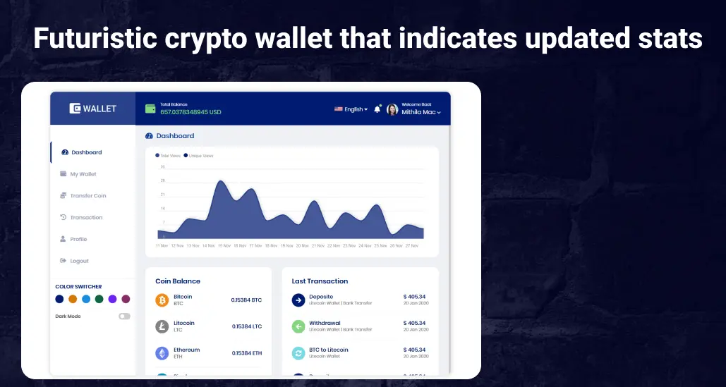 Cryptocurrency wallet website HTML 5 template
