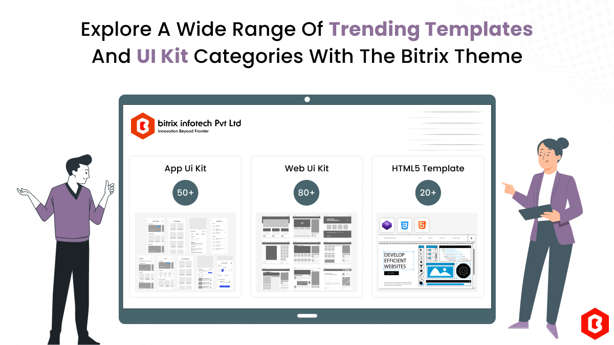 Explore a wide range of trending templates and UI kit categories with the Bitrix theme.