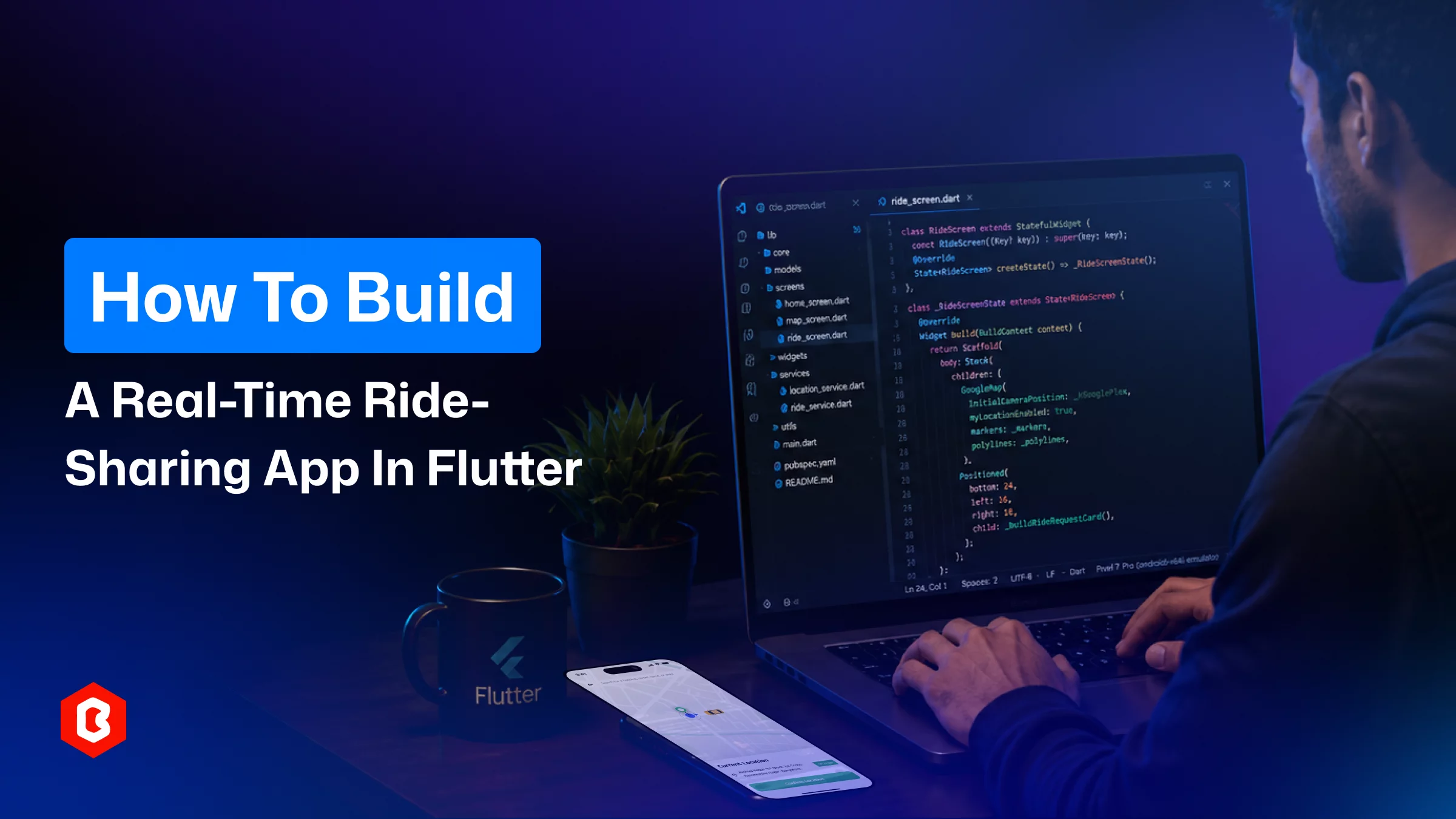Ride-sharing app development in Flutter with a complete architecture explained along with coding examples and a ready-to-use template.