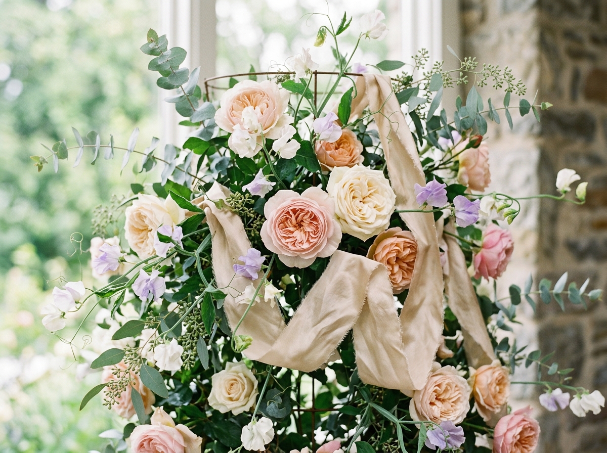 Couture floral installation detail