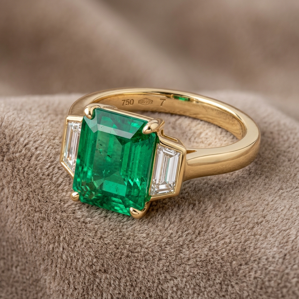 Verdant Heritage Emerald & Baguette Ring