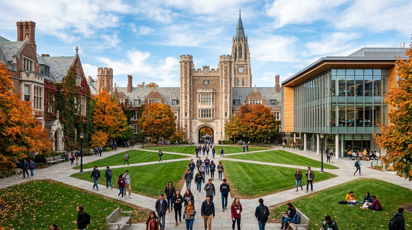 D1 University Campus Quad and Historic Clocktower