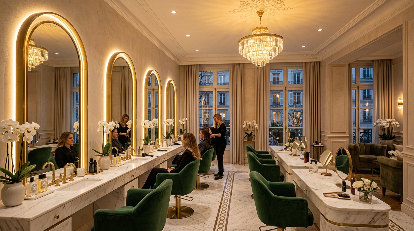 Élégance Atelier luxury beauty parlour interior on Madison Avenue