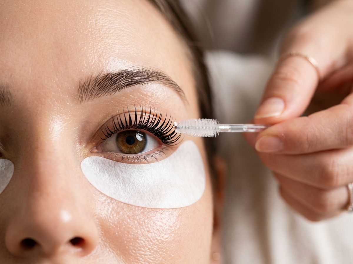 Keratin lash lift and tint brushing treatment