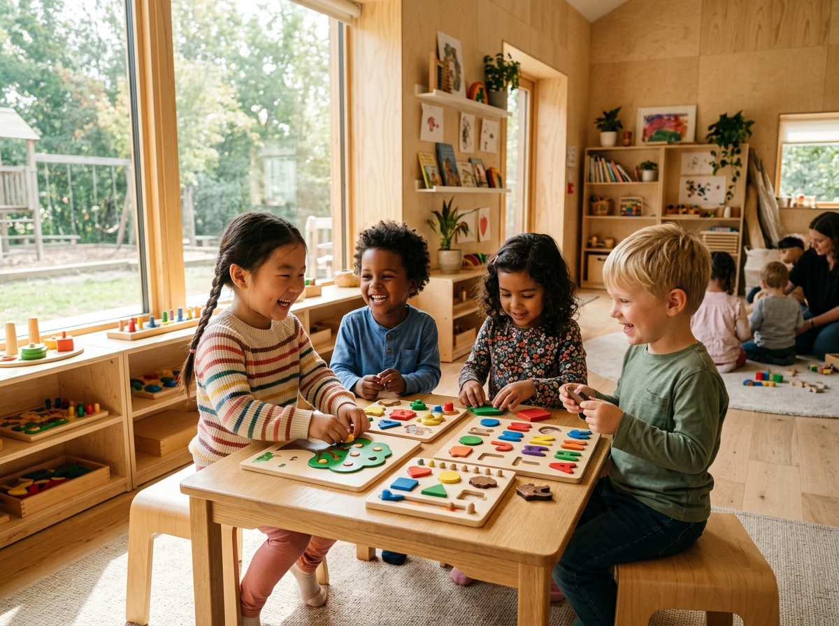 Preschool children engaged in sensory play