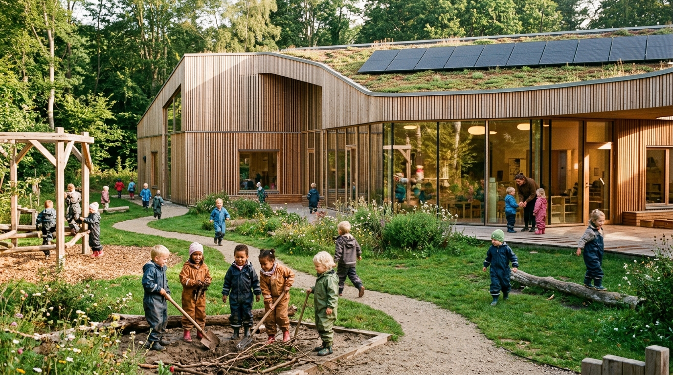 Preschool campus lawn open house