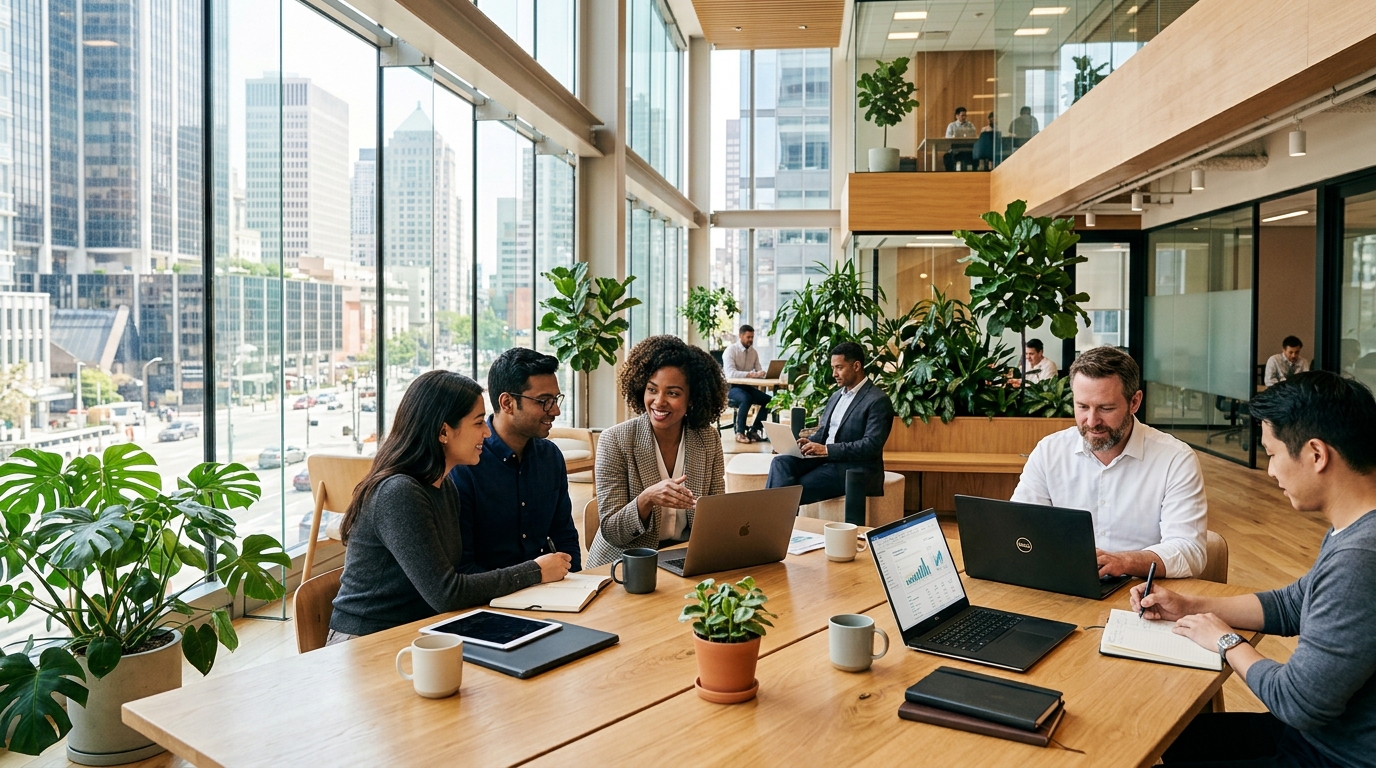 Modern collaborative office workplace