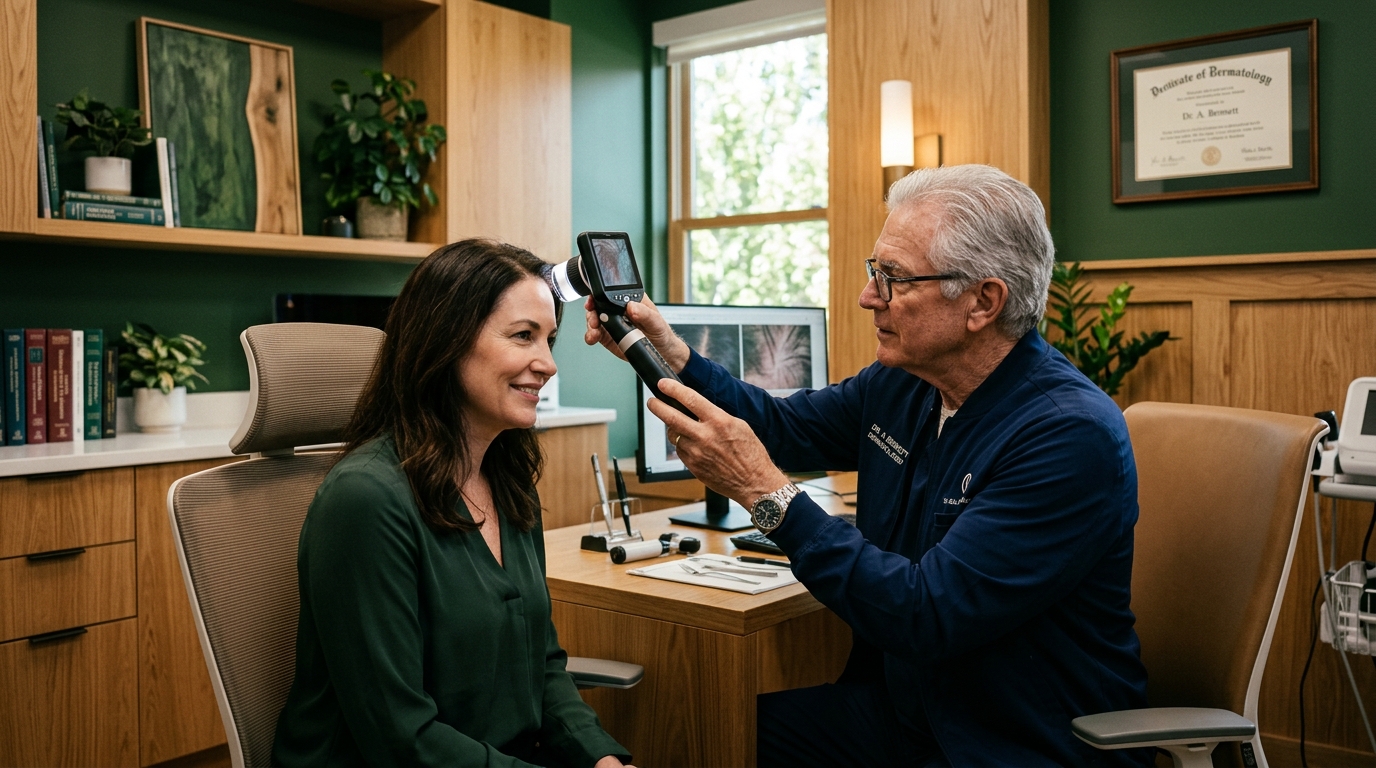 Specialist conducting digital trichoscopy hair analysis