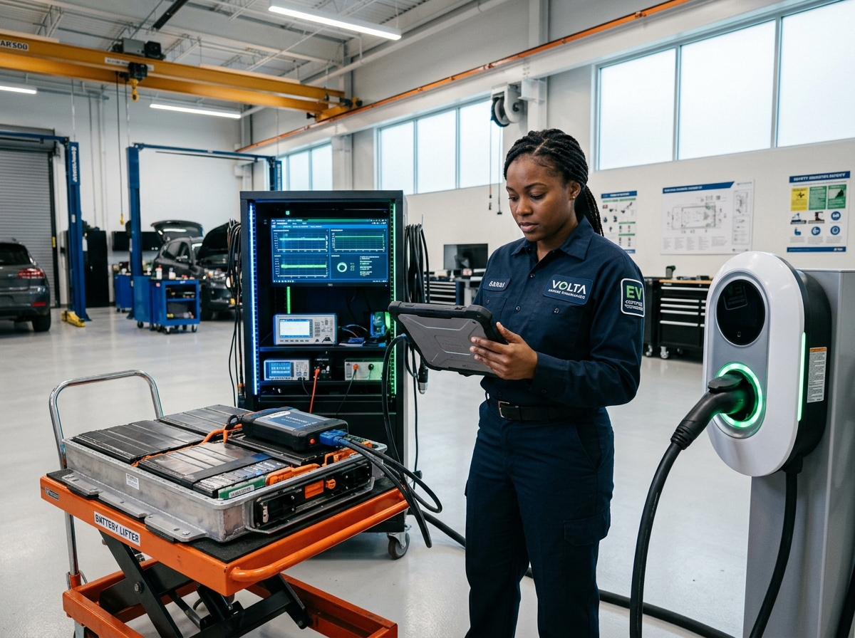 Certified EV technician battery maintenance